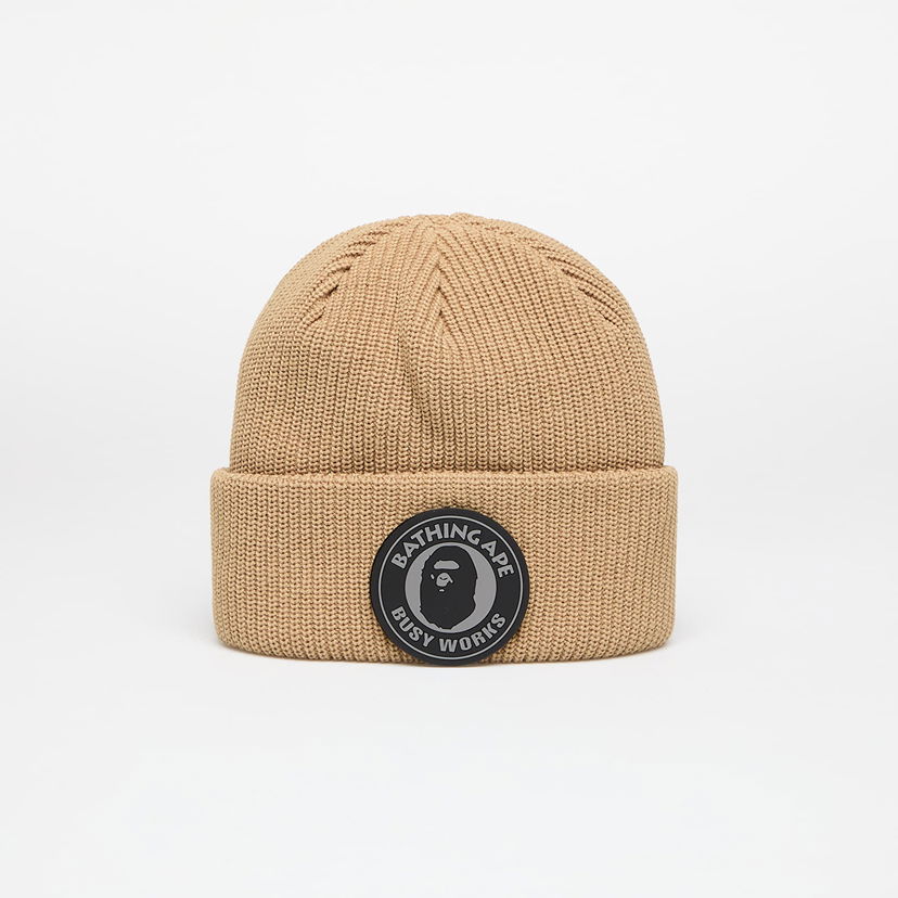 Pipo BAPE Knit Beanie with Logo Patch Ruskea | 001HTK801009M BEI