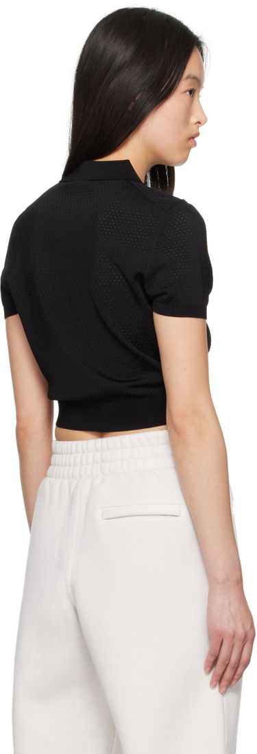 Poolopaita Alexander Wang Alexanderwang.t 3D Logo Mesh Cropped Polo Musta | 4KC2251017, 2