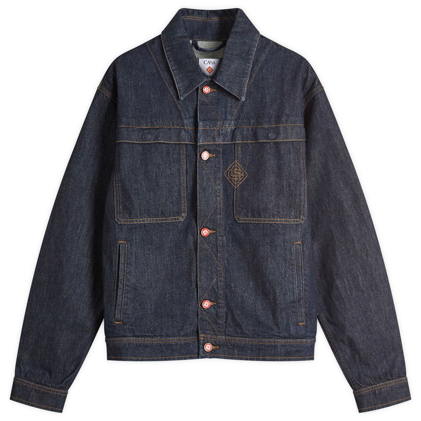 Takki Casablanca Casablanca Embroidered Monogram Denim Jacket, Size Large Sininen | MPF25-JK-401-01
