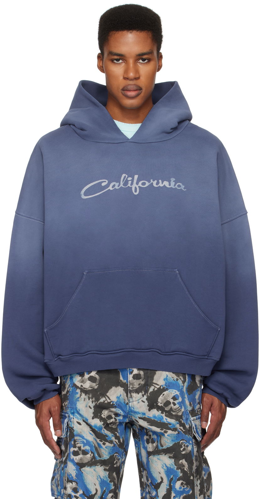 Huppari ERL 'California' Print Fleece Hoodie Sininen | ERL09T022