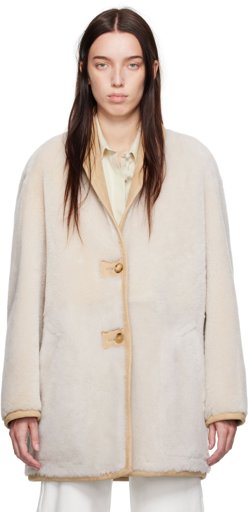 Takit CALVIN KLEIN Shearling Coat Beige | 81WL573-QJ5