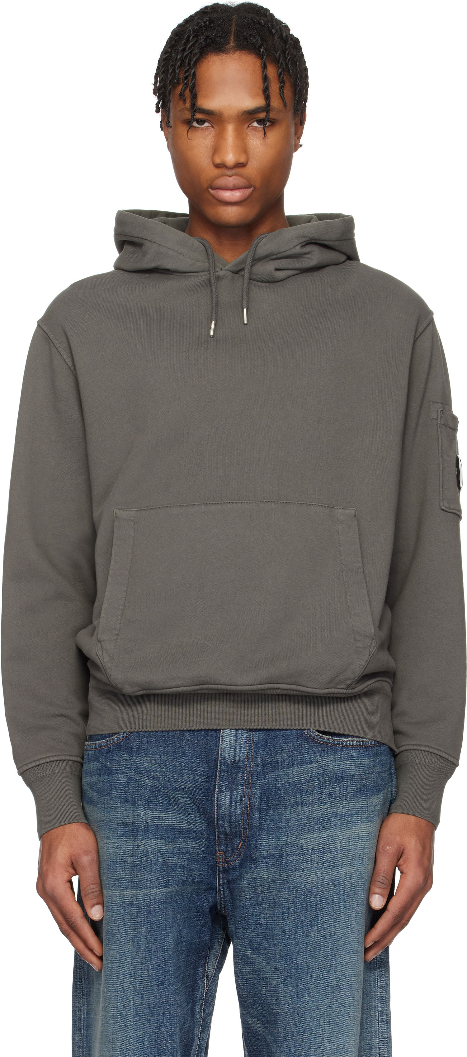 Huppari C.P. Company C.P. Company Diagonal Fleece Resist Dyed Lens Hoodie Harmaa | 18CMSS099A-110044R, 0