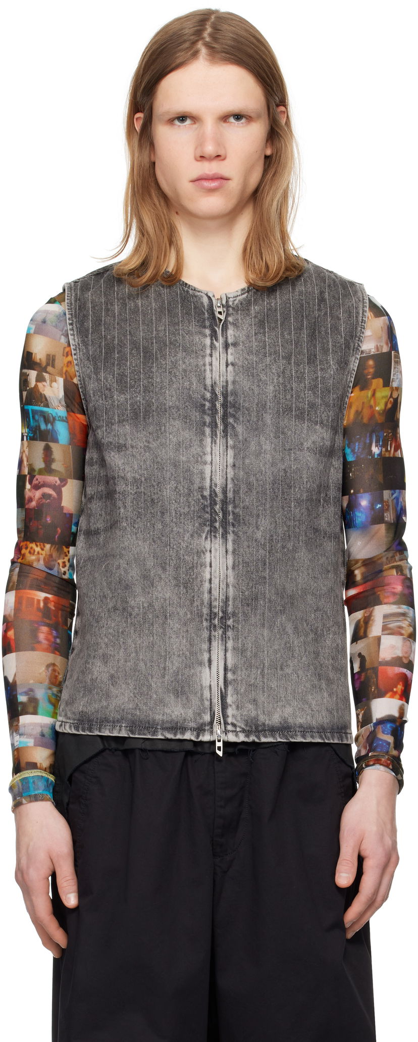 Liivi Diesel D-Sund-S Pinstripe Denim Vest Harmaa | A17104-0ABCU-02