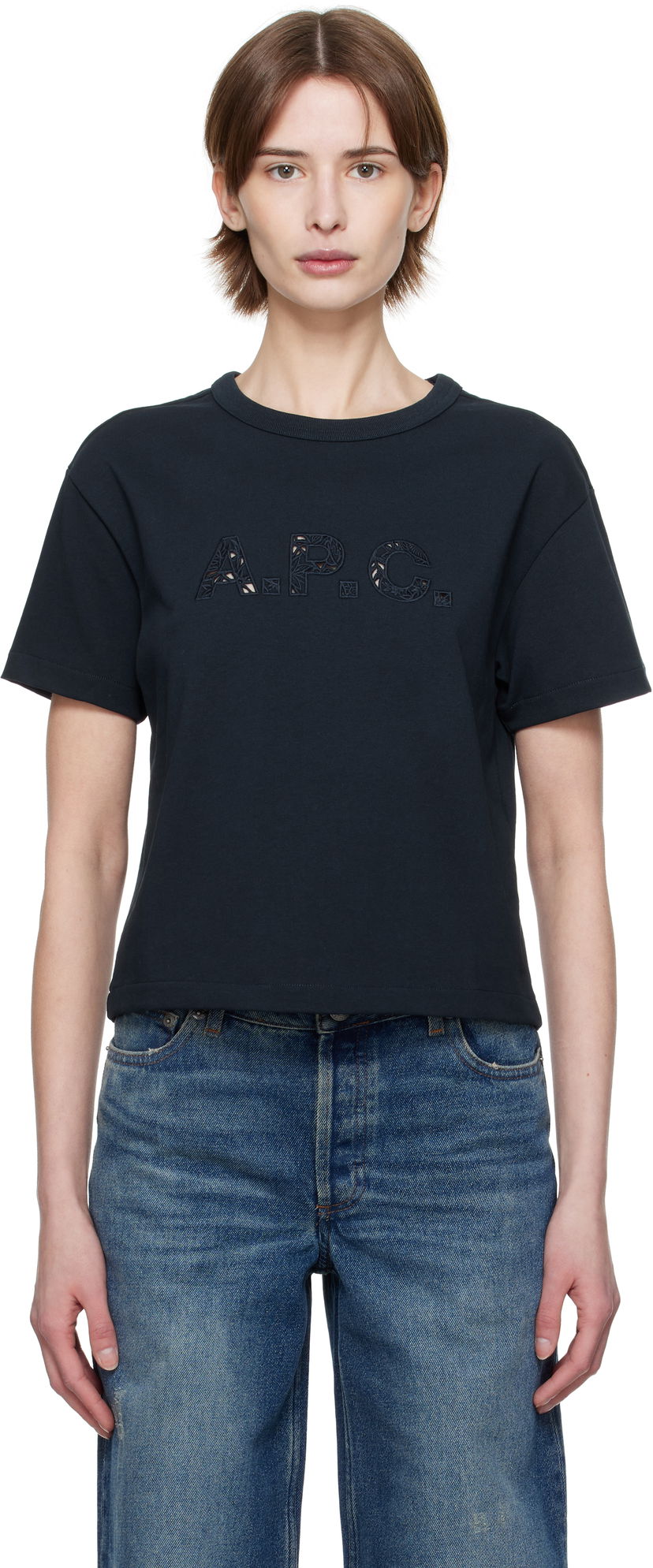 Crop top A.P.C. A.P.C. Annie Cropped T-Shirt Musta | COHBQ-F26495