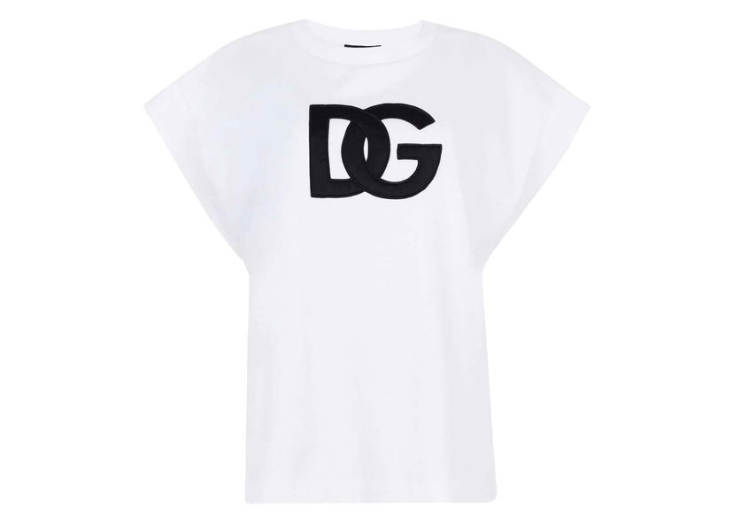 T-paita Dolce & Gabbana Logo Patch T-shirt White Valkoinen | F8Q31ZHU7H8