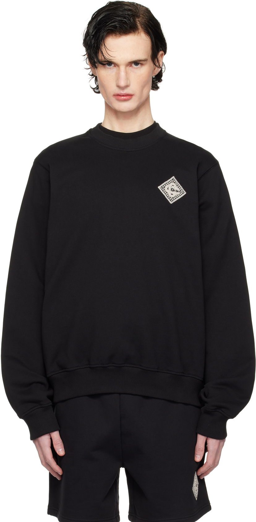 Villapaita Casablanca Pearl Diamond Patch Sweatshirt Musta | MPS25-JTP-293-06