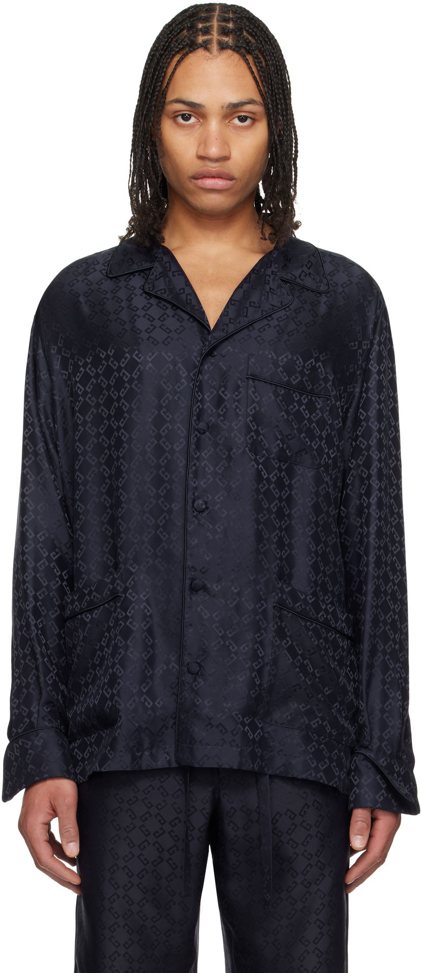 Pyjama Givenchy Givenchy Monogram 72 Jacquard Pyjama Shirt Musta | BM612J15U4401