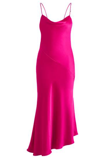 Mekko BOSS Satin Cowl Neck Asymmetrical Hem Midi Slip Dress Vaaleanpunainen | 50538974