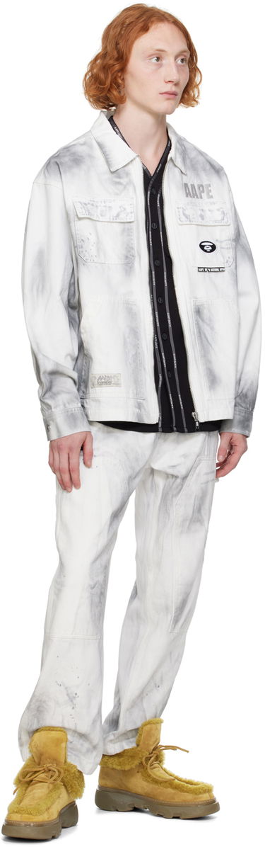 Cargo housut AAPE by A Bathing Ape AAPE by A Bathing Ape Embroidered-Logo Painter Pants Valkoinen | AAPPTMA682XAMWHB, 4