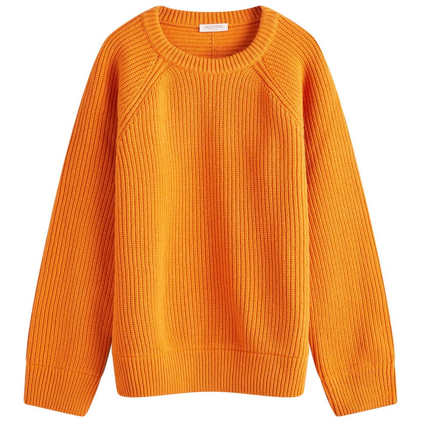 Villapaita Valentino Fisherman Rib Crew Knit Oranssi | 5V0KC31CAGY-NH5