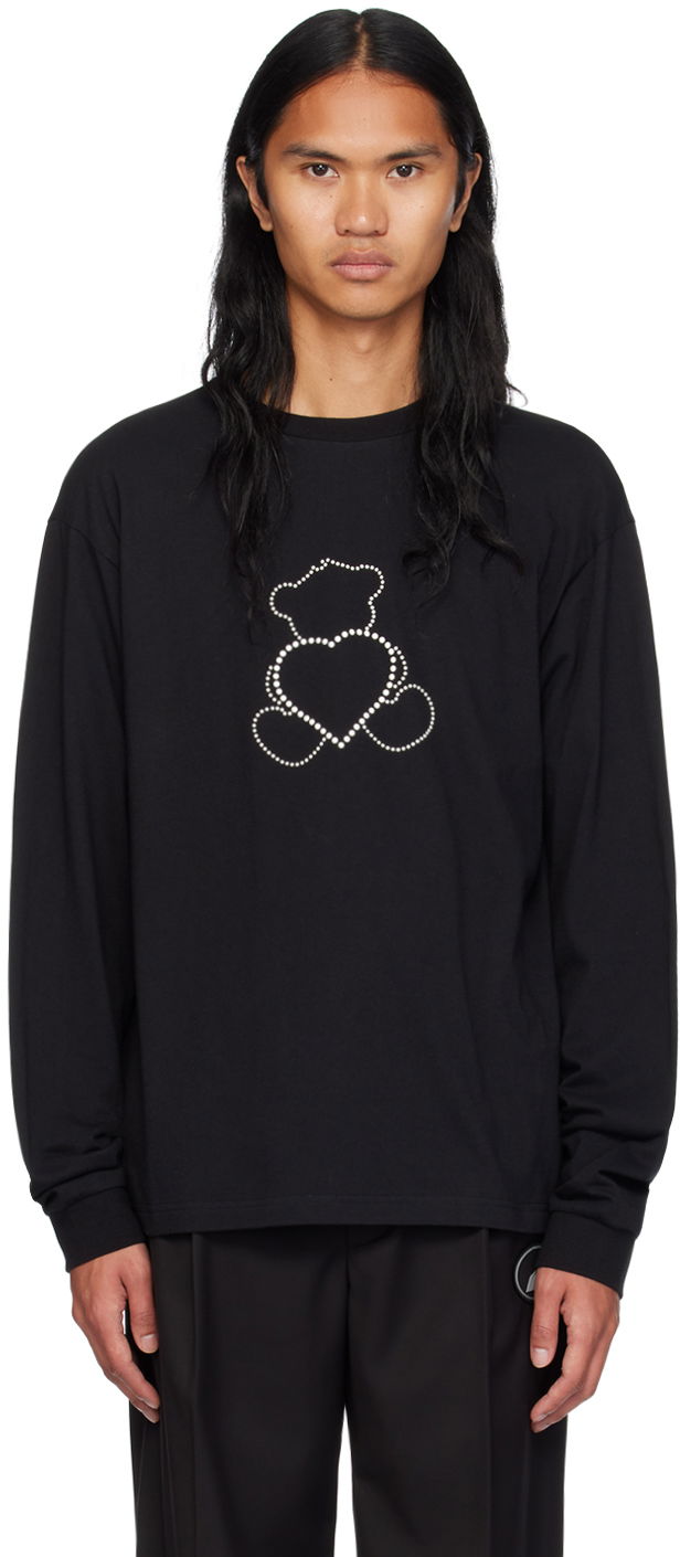 T-paita We11done Pearl Bear Long Sleeve T-Shirt Musta | WD-TT2-24-781-U-BK