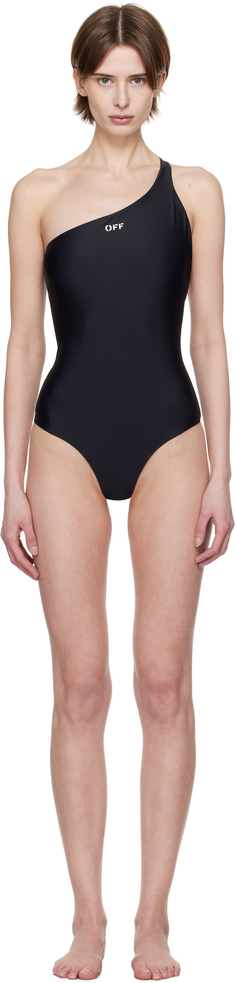 Uimapuvut Off-White Off-White One-Shoulder Swimsuit Musta | OWFC017C99FAB0031001