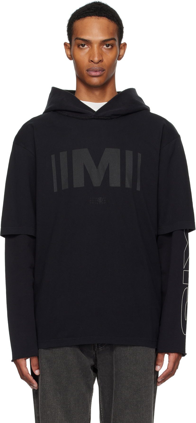 Huppari Maison Margiela MM6 Maison Margiela Printed Layered Hoodie Musta | SH0GU0032 M20050