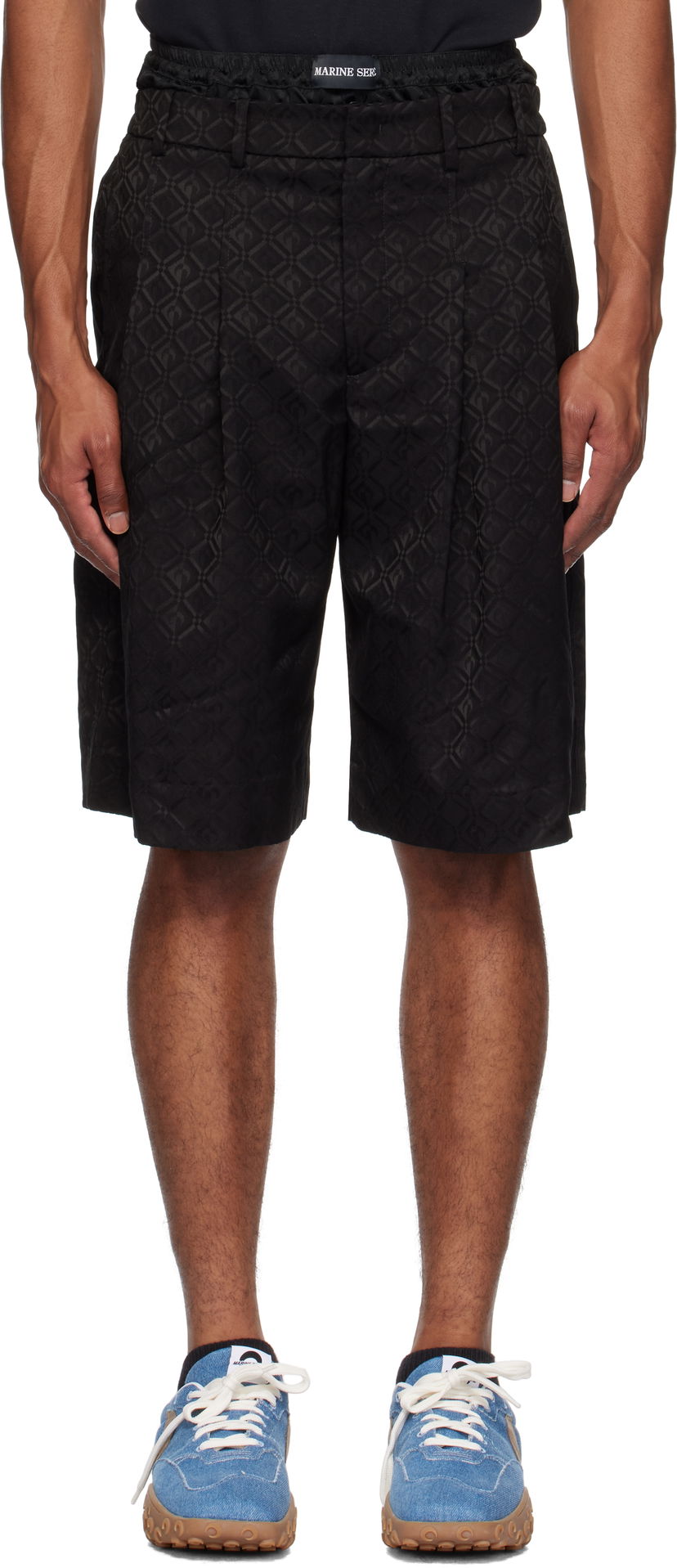 Shortsit Marine Serre Moon Diamond Jacquard Tailoring Shorts Musta | MSH010A CWOV0024