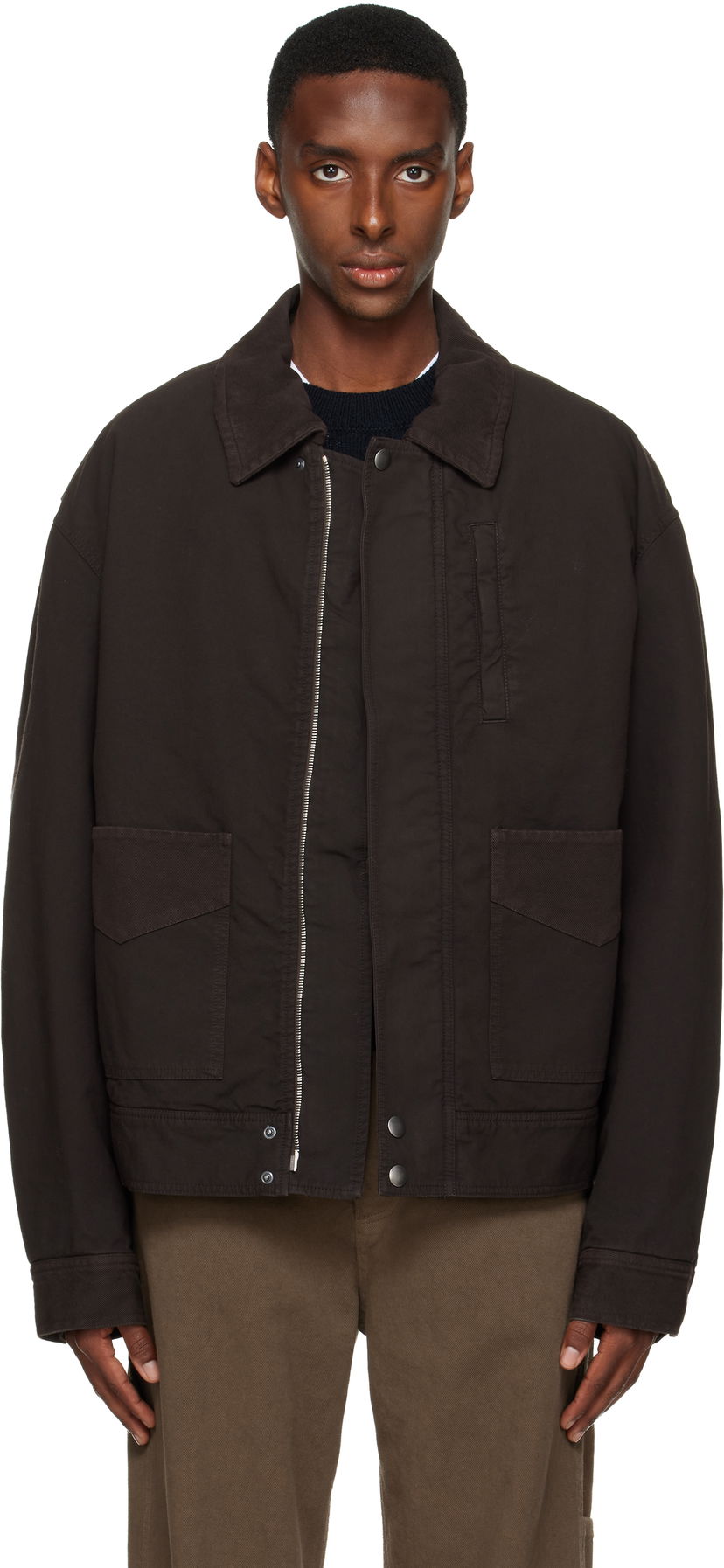 Takki Dries Van Noten Dries Van Noten Collared Zip-Up Insulated Jacket Ruskea | 252-020577-2101