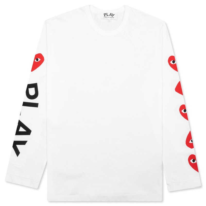T-paita Comme des Garçons Multi Heart Long Sleeve T-Shirt Valkoinen | AZ-T261-051