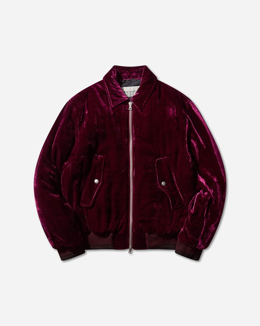 Bomber-takki Dries Van Noten Velvet Bomber Jacket Burgundia | 252-020560-2282 400
