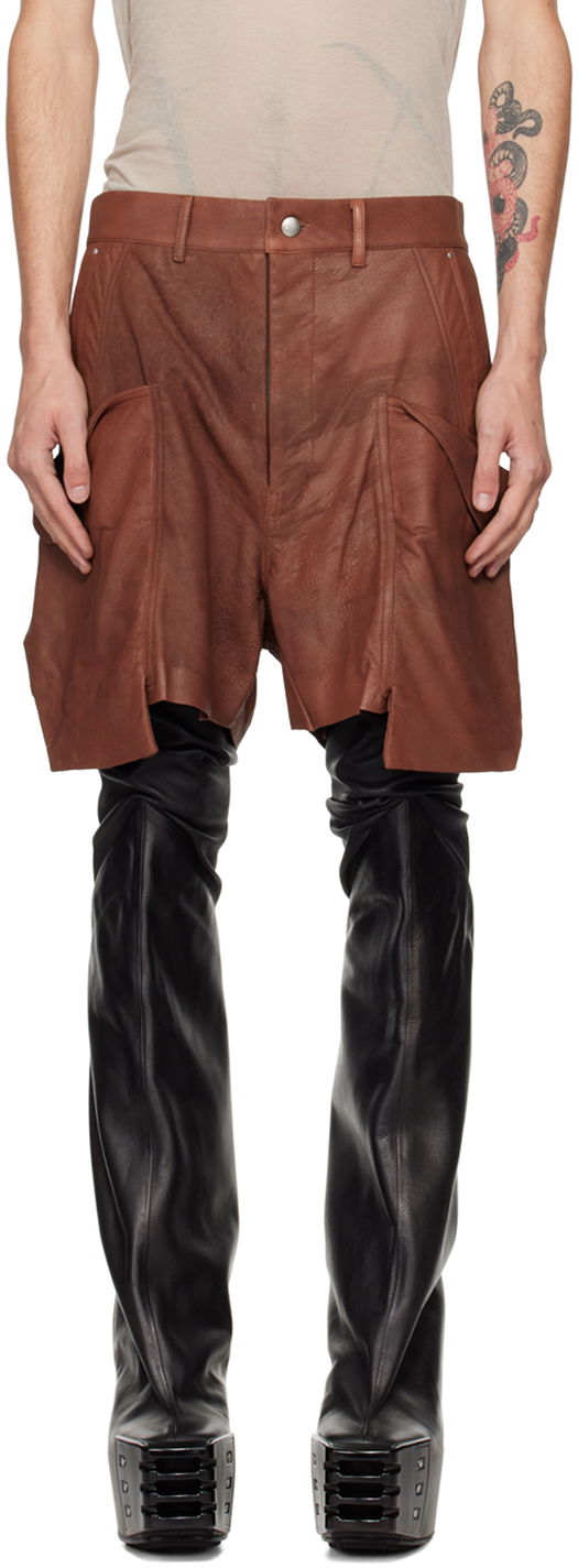 Shortsit Rick Owens Rick Owens Porterville Stefan Cargo Leather Shorts Musta | RU02D6382 LBA