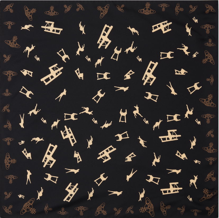 Huivi Vivienne Westwood Vivienne Westwood Deer Chair Print Square Scarf Musta | 8103014X-W014E-