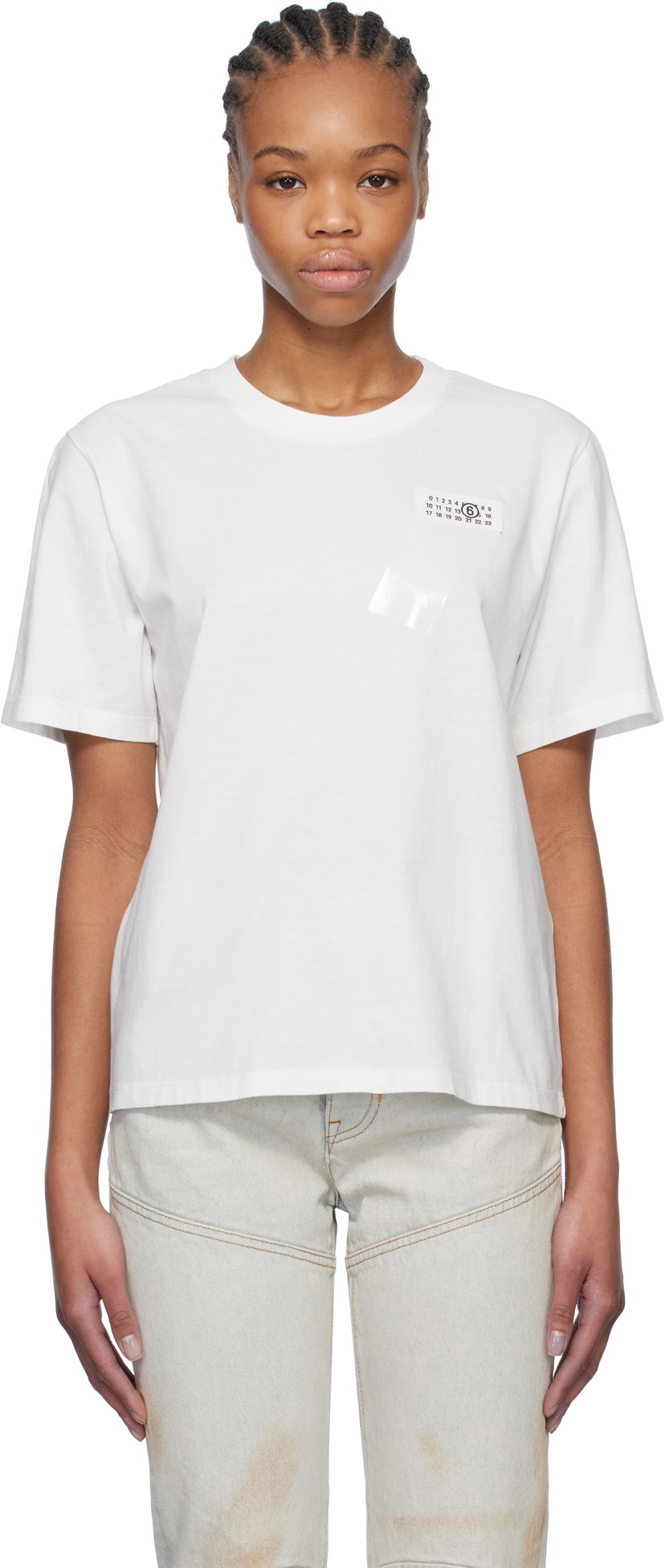 T-paita Maison Margiela MM6 Maison Margiela Taped Logo T-Shirt Valkoinen | S52GC0336 M20048