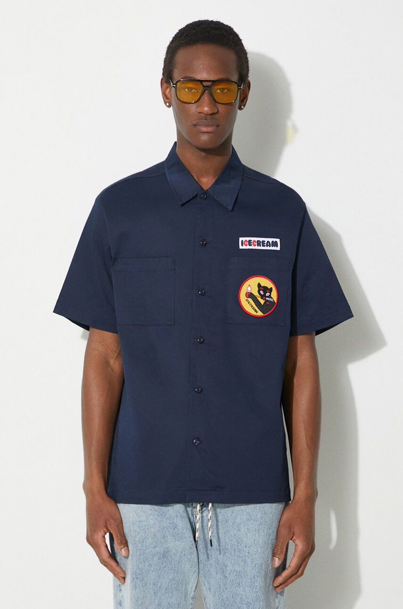 Paita BBC IceCream ICECREAM Waitress Camp Collar Shirt Tummansininen | IC24117