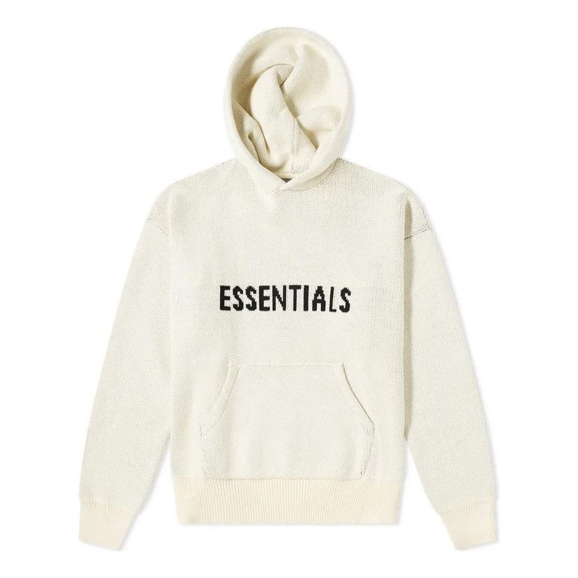 Huppari Fear of God Essentials Knit Logo Hoodie Valkoinen | FOG-FW21-1229