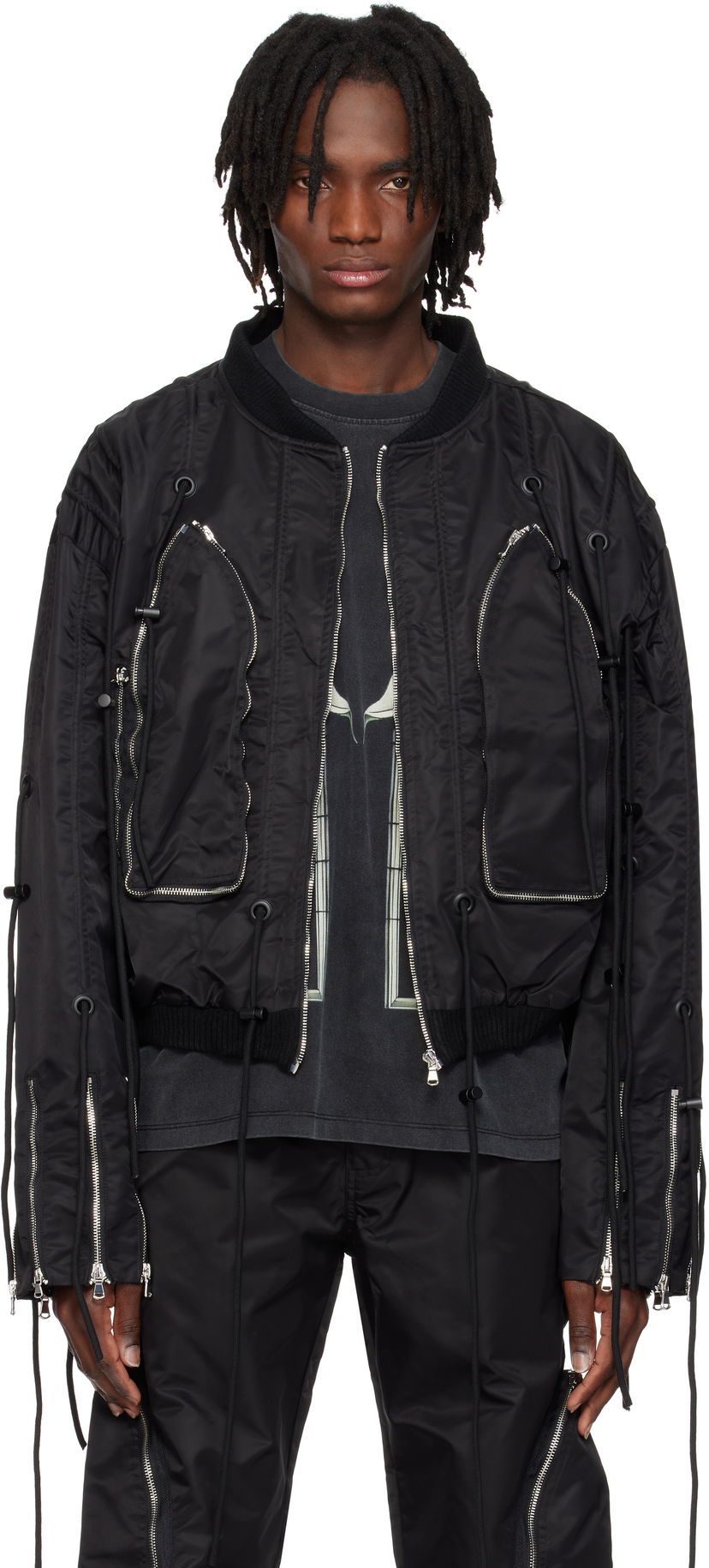 Bomber-takki Who Decides War Who Decides War String Theory Bomber Jacket Musta | 1131410002SS25