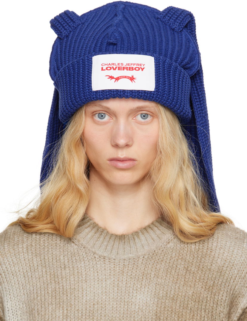 Pipo Charles Jeffrey Loverboy Charles Jeffrey LOVERBOY Chunky Knit Rabbit Beanie Sininen | 54130401
