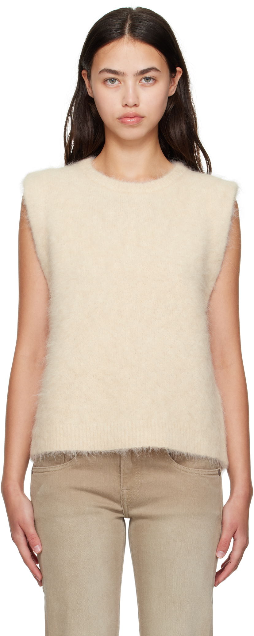 Liivi R13 R13 Deep Armhole Knit Vest Beige | R13WY294-Y197A