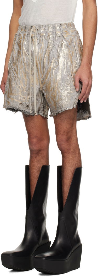 Shortsit Rick Owens Rick Owens Hollywood Boxers Cracked Metallic Drawstring Shorts Metallinen | RR01E5306 SGMC, 3