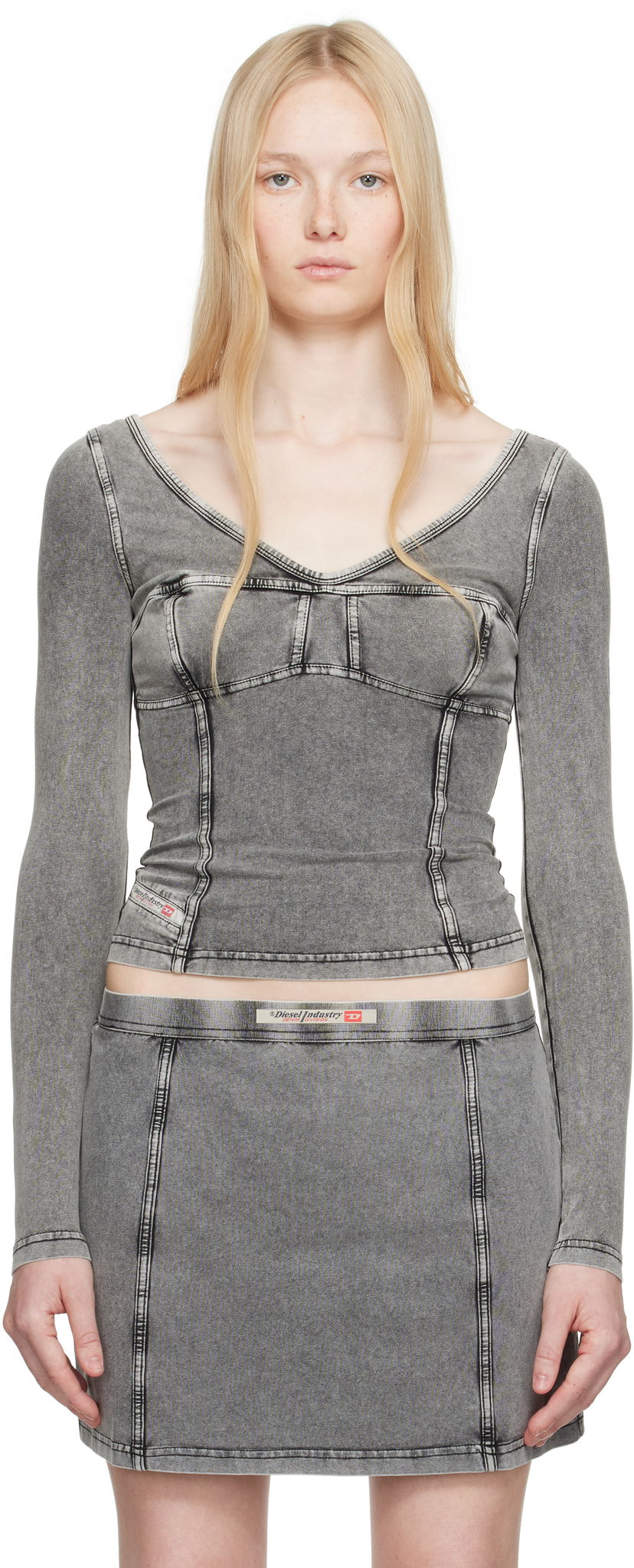 Hame Diesel Diesel T-Elin Long Sleeve Top Harmaa | A16595 0NJBJ