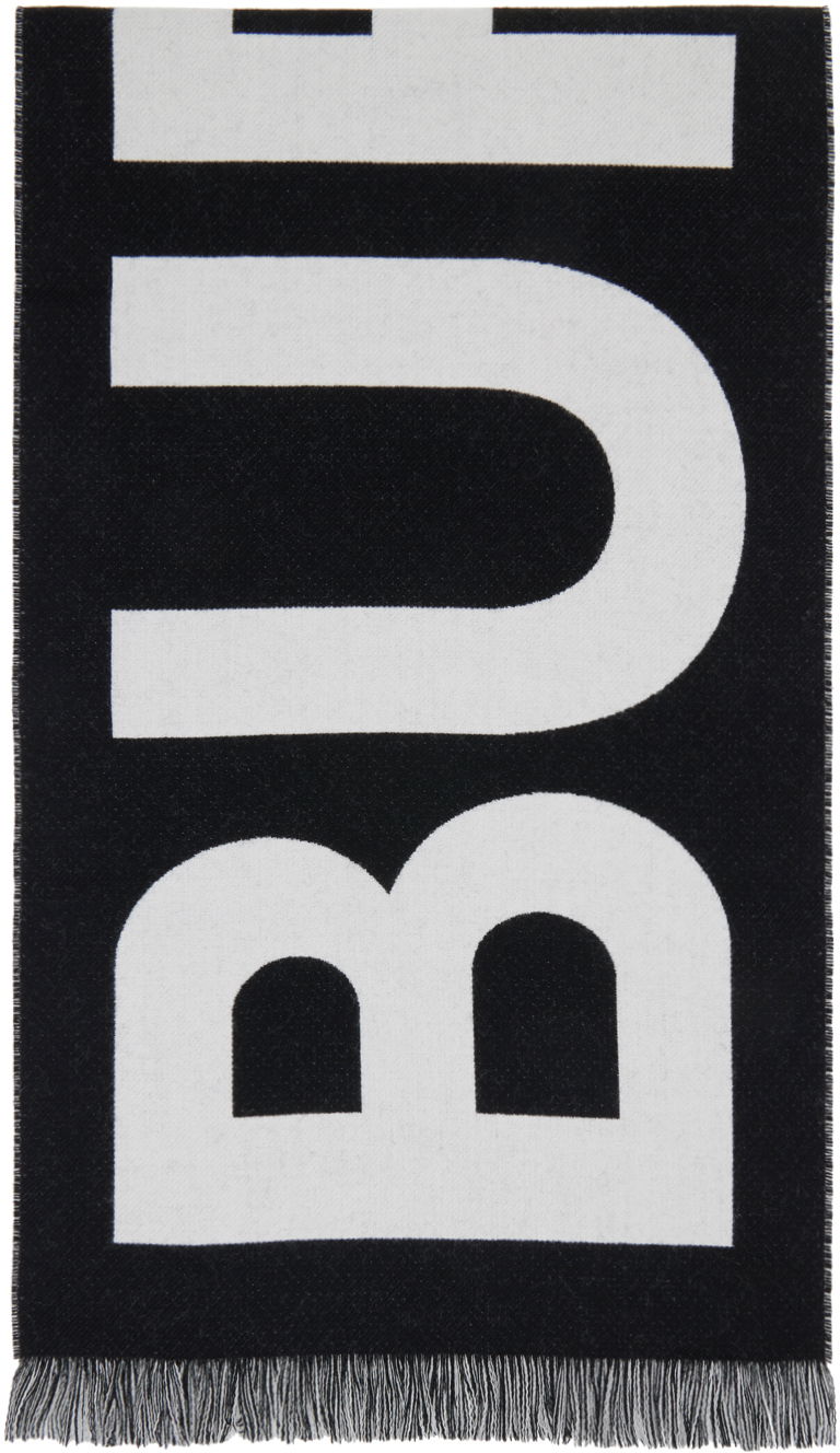 Huivi Burberry Jacquard Logo Scarf Black & White Musta | 8054214