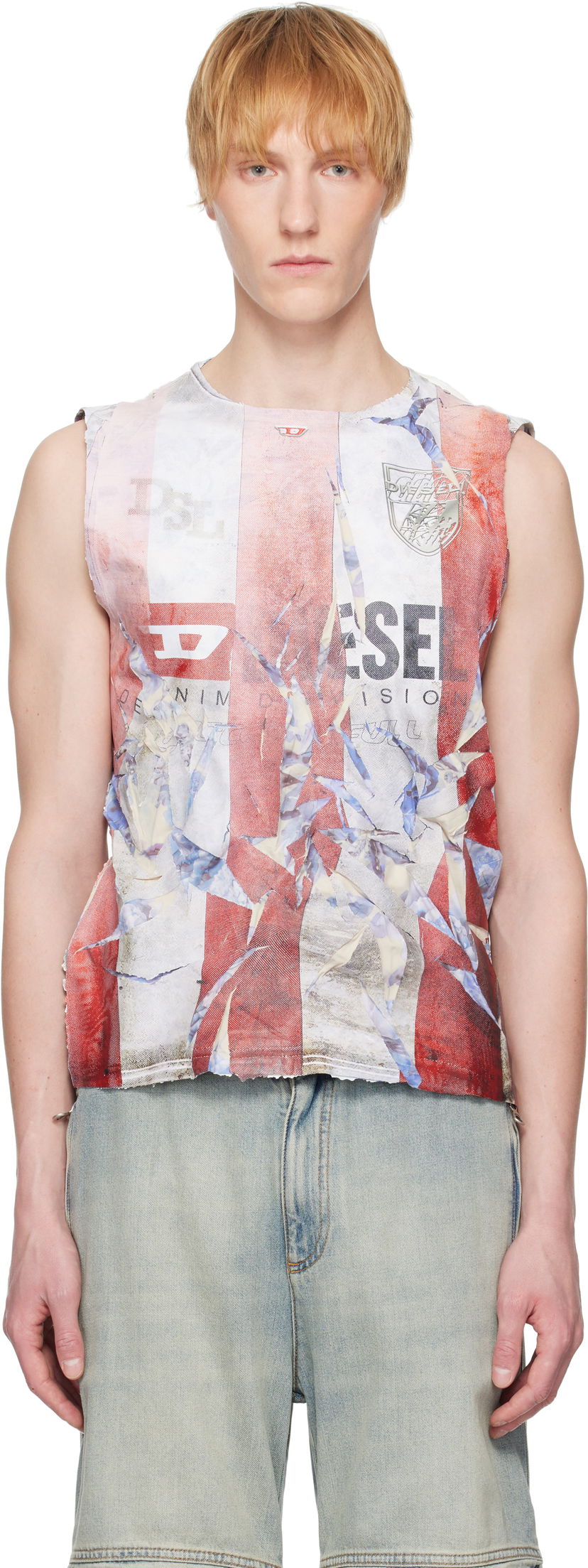 Tankkitoppi Diesel Diesel T-Per Stripe Tank Top Valkoinen | A18700-0SKBT-42AA