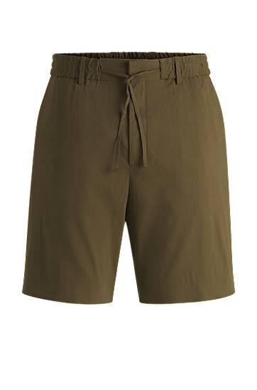 Shortsit BOSS Linen-Blend Formal Shorts Vihreä | 50540694