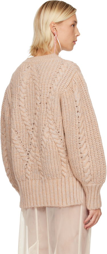 Villapaita Simone Rocha Simone Rocha Embellished Puff Sleeve Chunky Knit Sweater Beige | MZMK4B 0665, 2