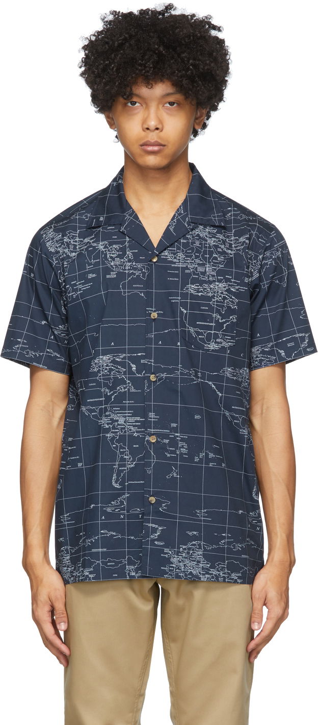 Paita CLOT Clot Global Haze Print Shirt Tummansininen | CLSH20SS20011