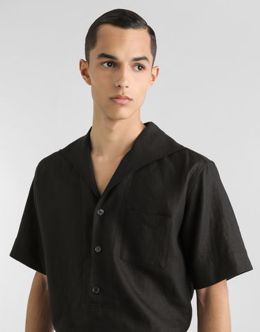 Paita Dolce & Gabbana Dolce & Gabbana Three-Button Linen Shirt Musta | G5NE3TFU4JBN0000, 3