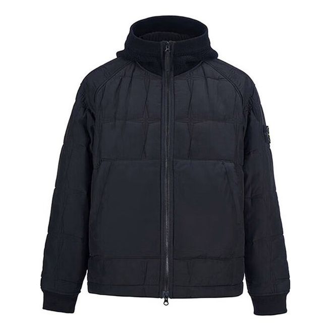 Puffer takki Stone Island Stone Island Zip-Up Hoody Jacket Musta | 771543433-V0029