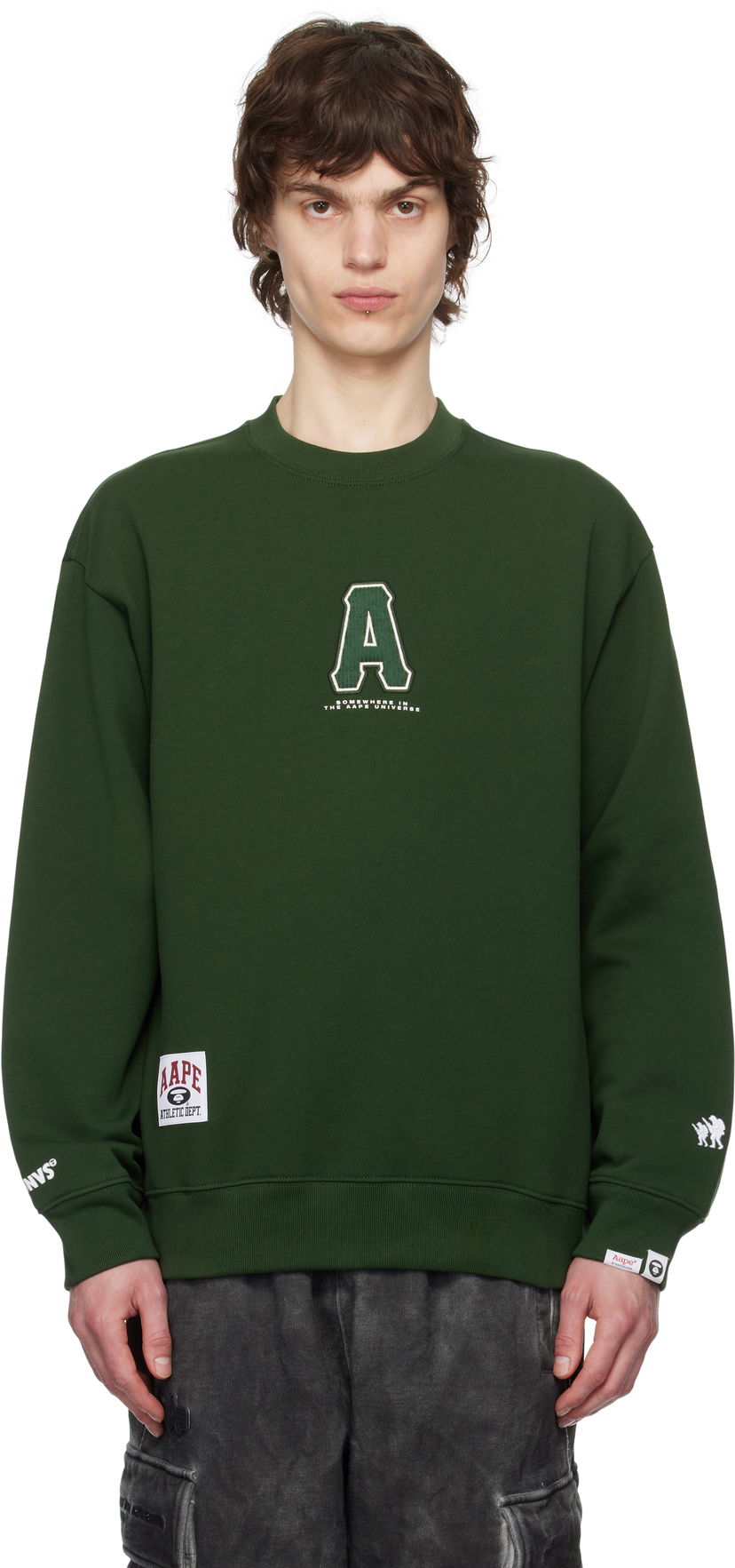 Huppari AAPE by A Bathing Ape AAPE by A Bathing Ape Injection Crewneck Sweatshirt Vihreä | AAPSWMC336XXNGRD