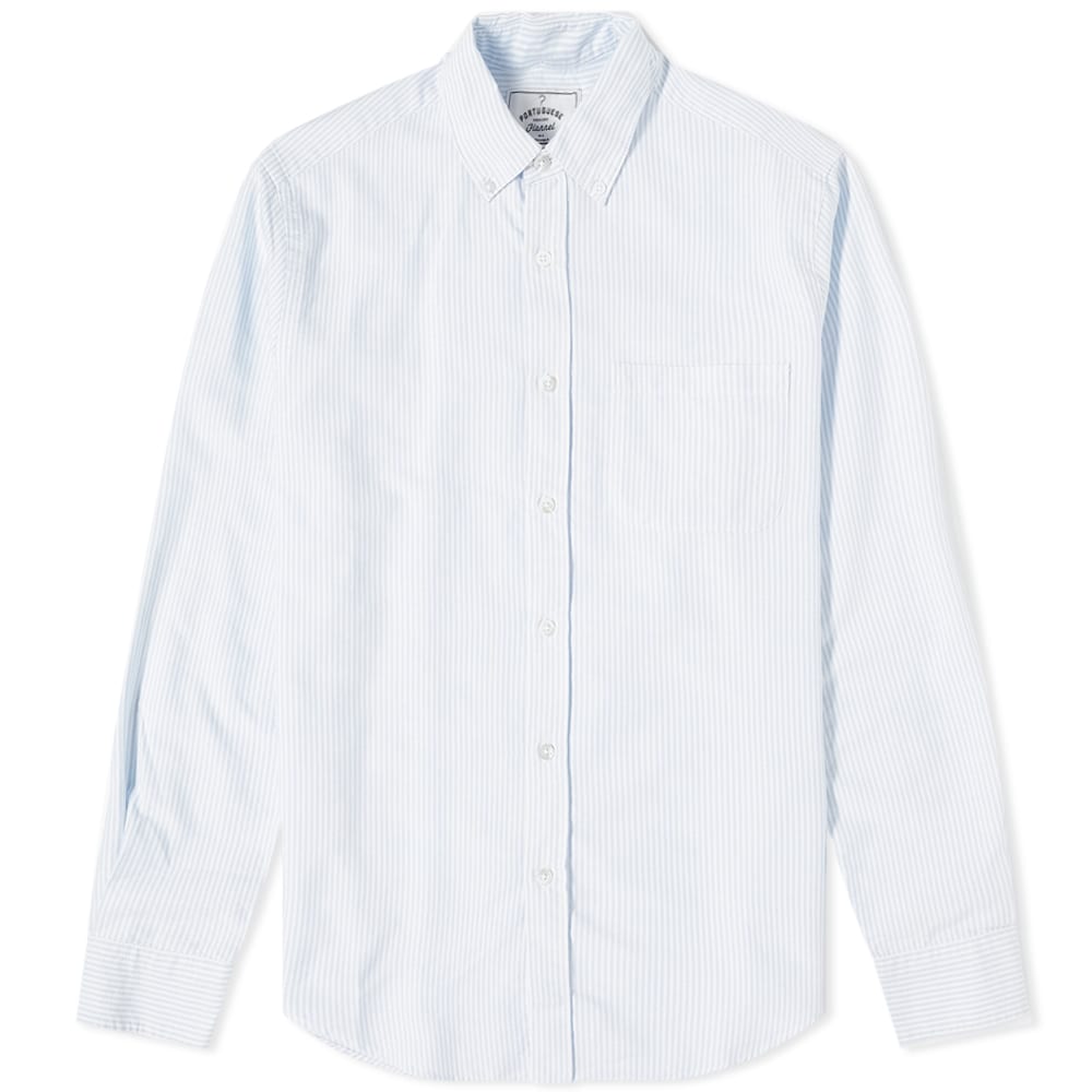 Paita Portuguese Flannel Belavista Stripe Button Down Oxford Shirt, Size Large Sininen | pf-blvstshrt-blst, 0