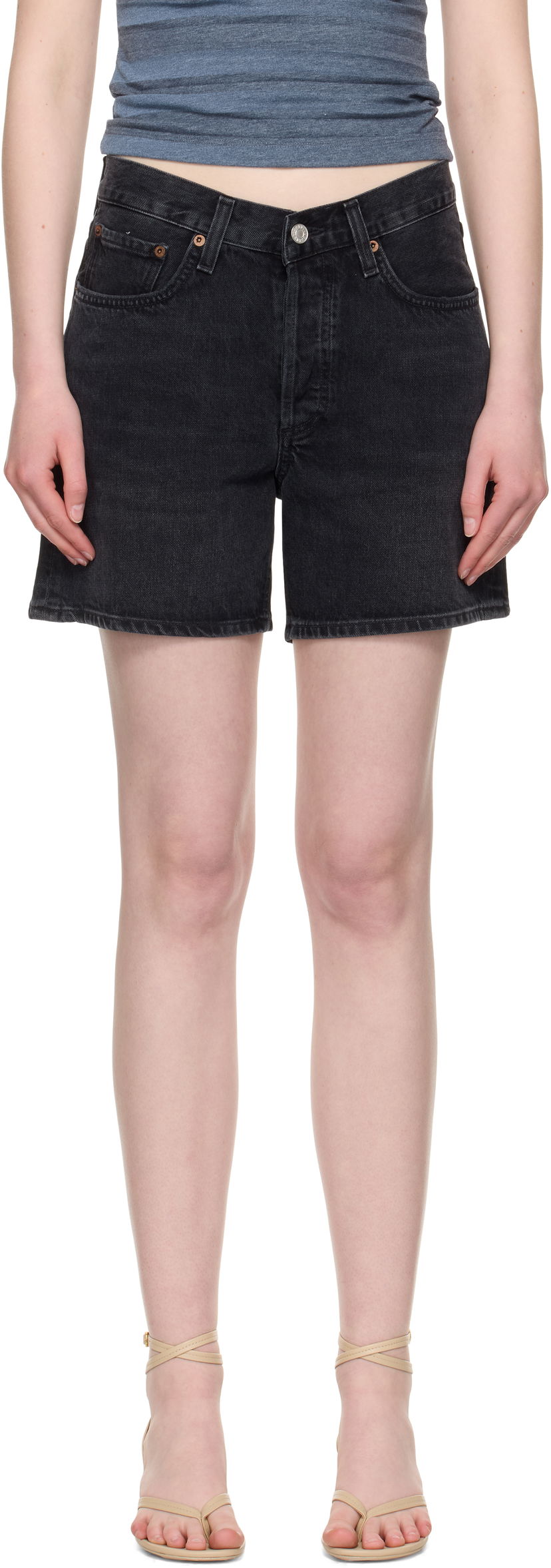 Shortsit AGOLDE AGOLDE V-Waist Denim Shorts Musta | A225-1157