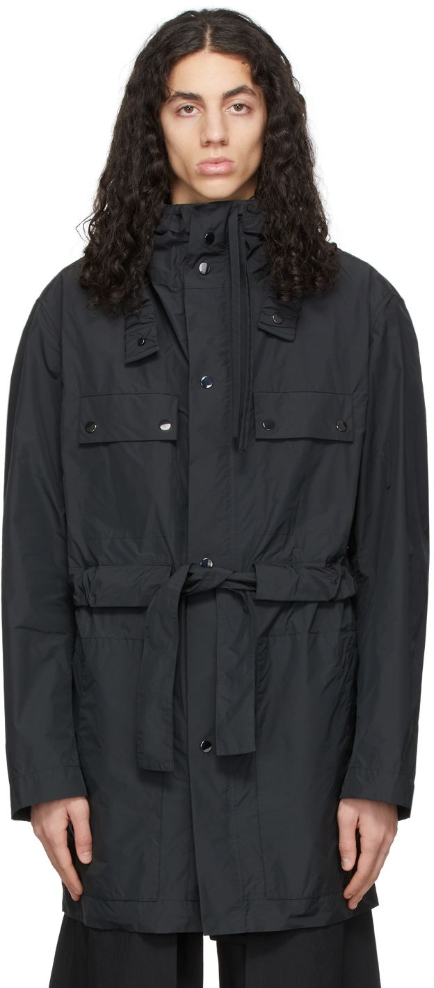 Parka Craig Green Hooded Drawstring Waist Polyester Coat Musta | CGSS22CWOJKT14