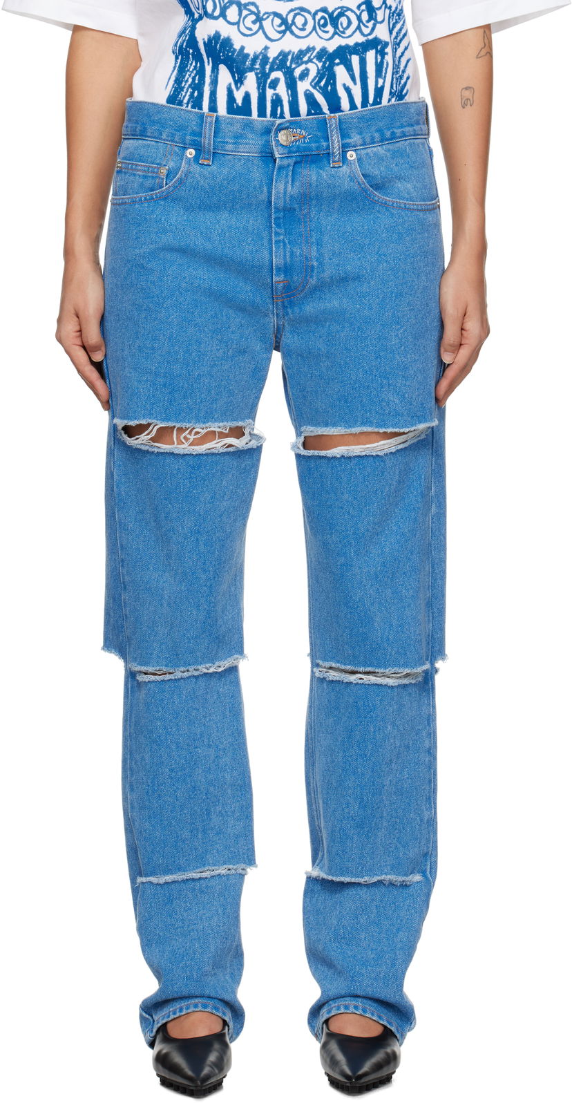 Jeans Marni Slashed Boyfriend Jeans Sininen | PAJD0520S0 USCW91