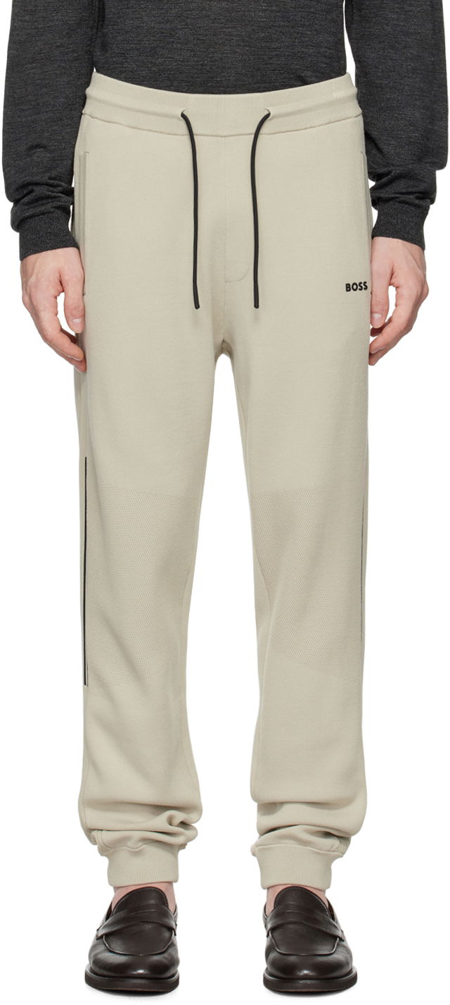 Verryttelyhousut BOSS Beige Logo-Emed Sweatpants Beige | 50523165