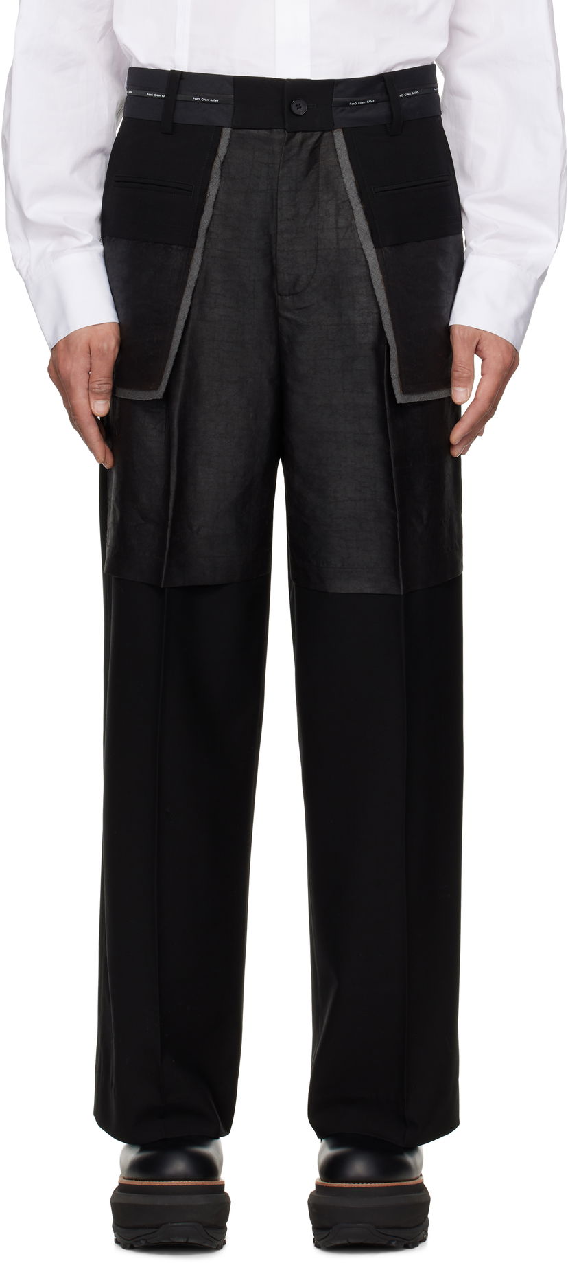 Housut Feng Chen Wang Feng Chen Wang Deconstructed Patchwork Trousers Musta | FUS19TR05