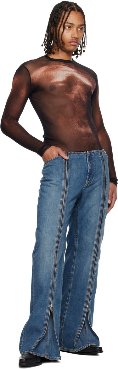 T-paita Jean Paul Gaultier 'The Bronze Body Dust' Sheer Mesh Long Sleeve Top Metallinen | 25/04-W-TO366-M010P-0060, 4