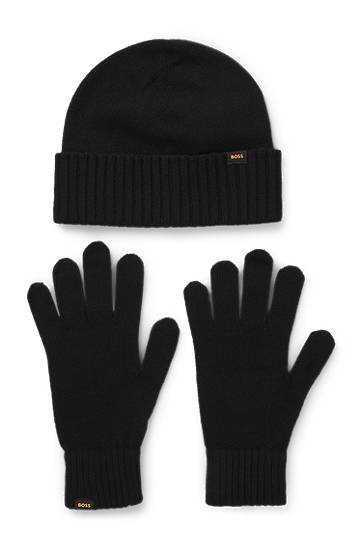 Pipo BOSS Knitted beanie hat and gloves gift set Musta | 50551225