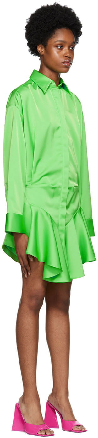 Mekko The Attico Attico Candice Satin Mini Shirt Dress Vihreä | 228WCA124 E020, 1