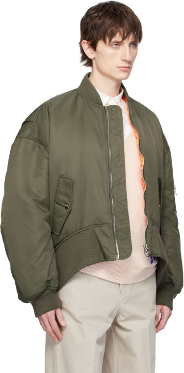 Bomber-takki JW Anderson JW Anderson Oversized Bomber Jacket with Curved Hem Vihreä | JK0357-PG1696, 1