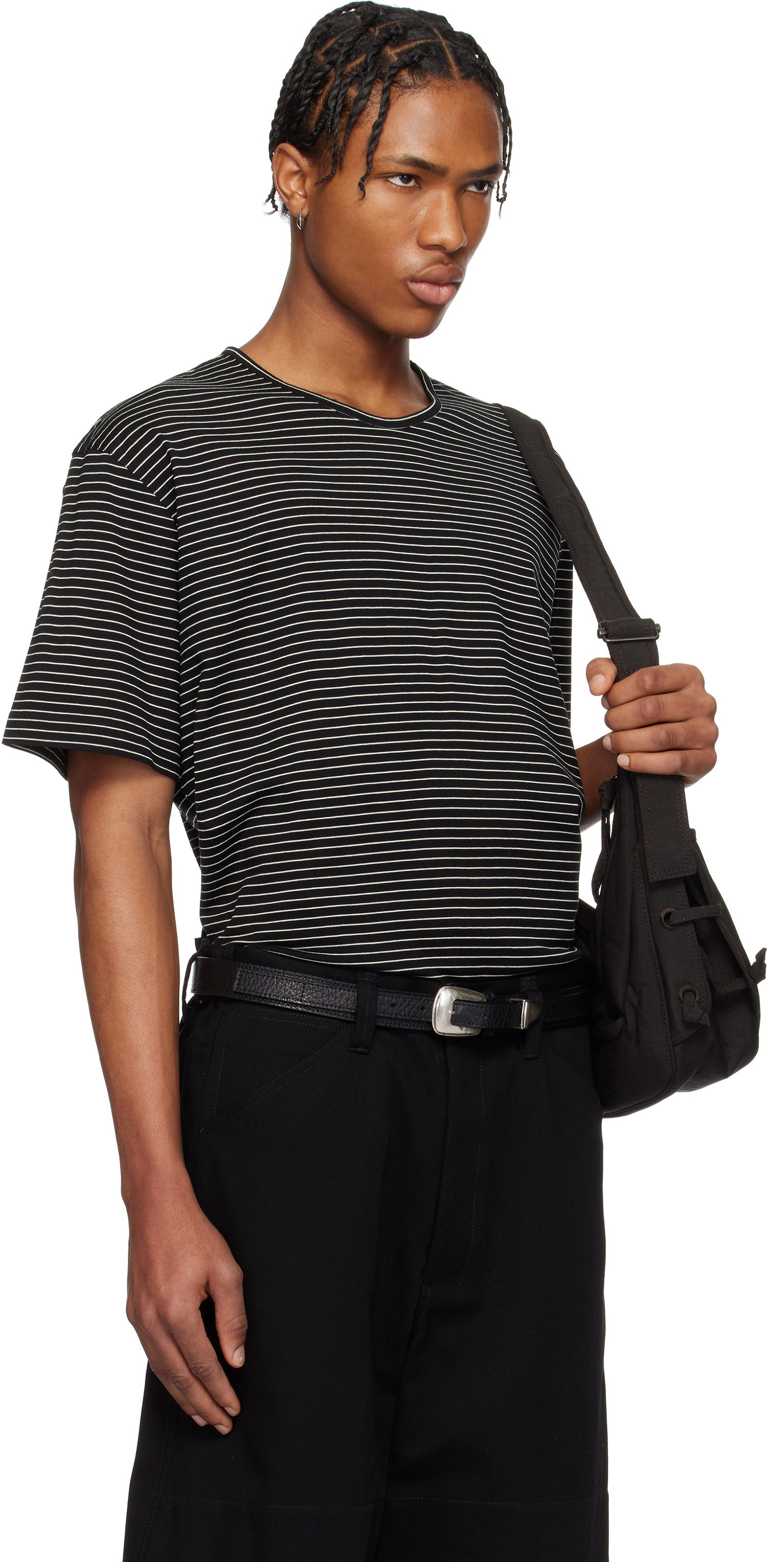 T-paita LEMAIRE LEMAIRE Striped Short Sleeve T-Shirt Musta | TO1385 LJ1033, 1